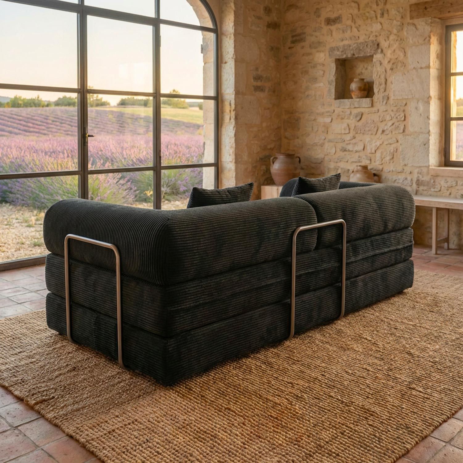 Saltsjöbaden 3-Seater Convertible & Modular Sofa – Black Corduroy Velvet - Image 11