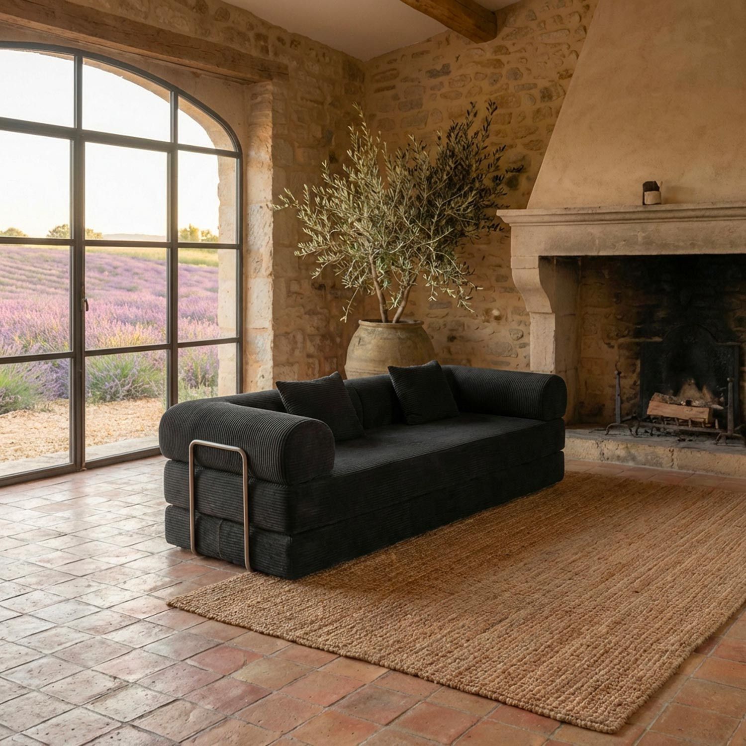 Saltsjöbaden 3-Seater Convertible & Modular Sofa – Black Corduroy Velvet - Image 7