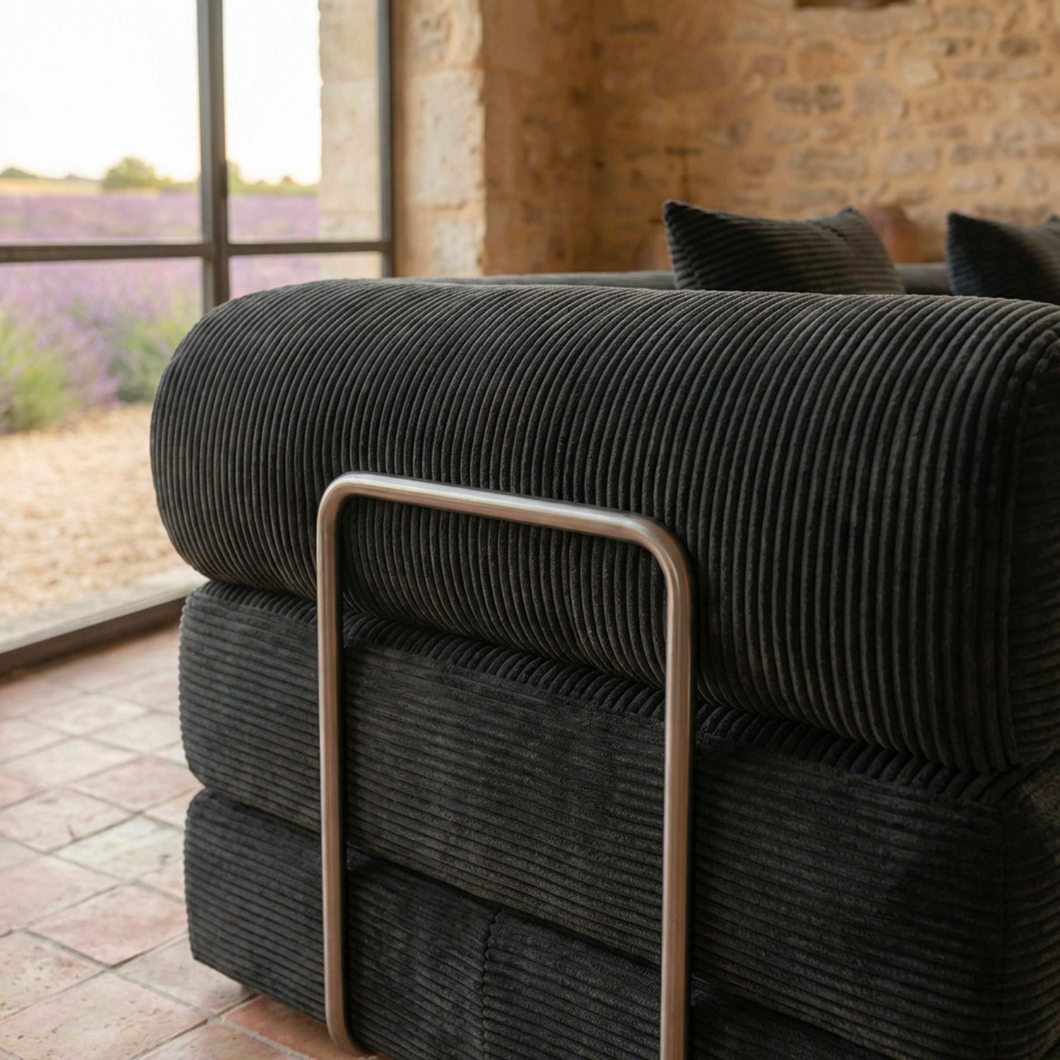 Saltsjöbaden 3-Seater Convertible & Modular Sofa – Black Corduroy Velvet - Image 10