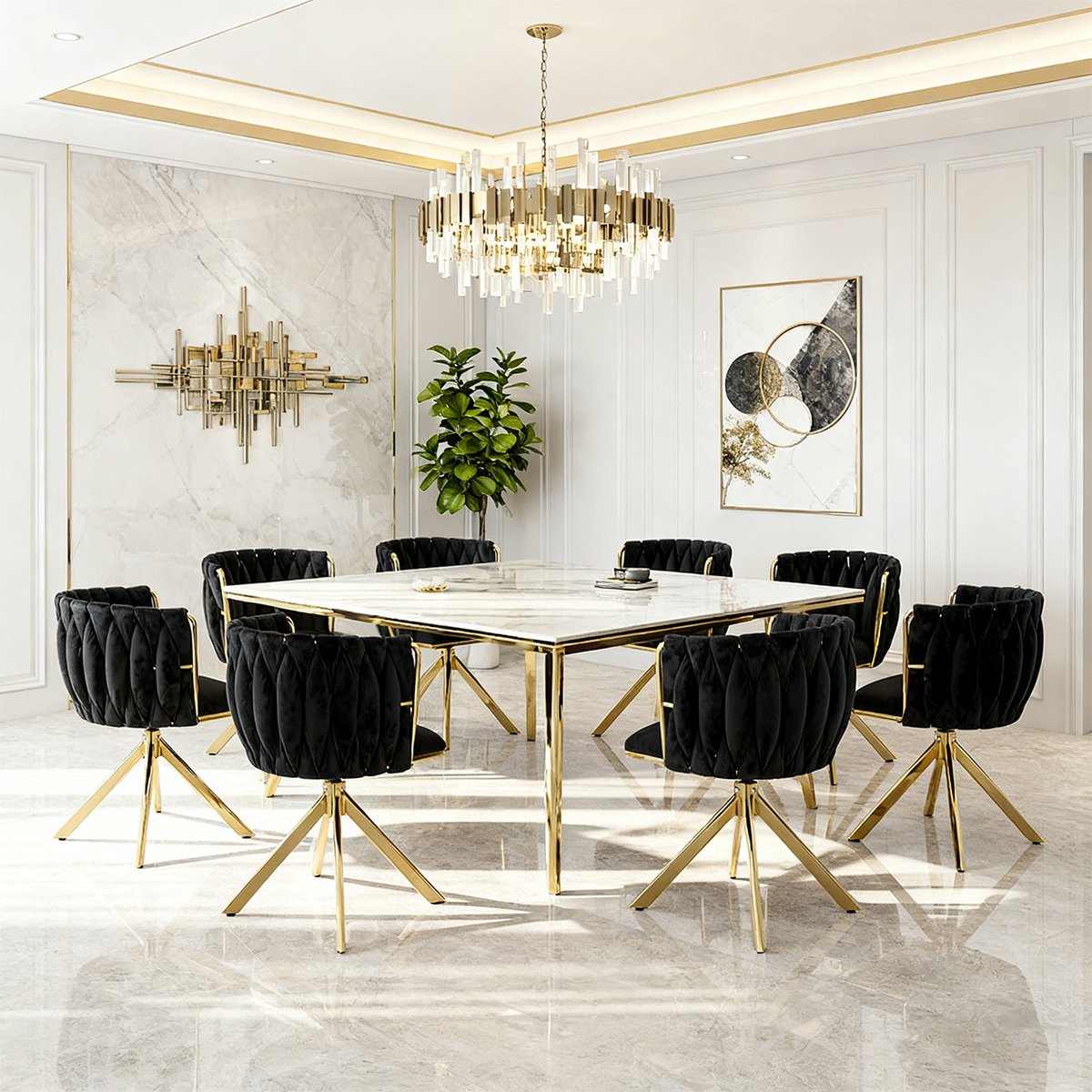Kungsbacka Black and Gold – 180° Swivel Dining Chair in Luxurious Velvet - Image 3