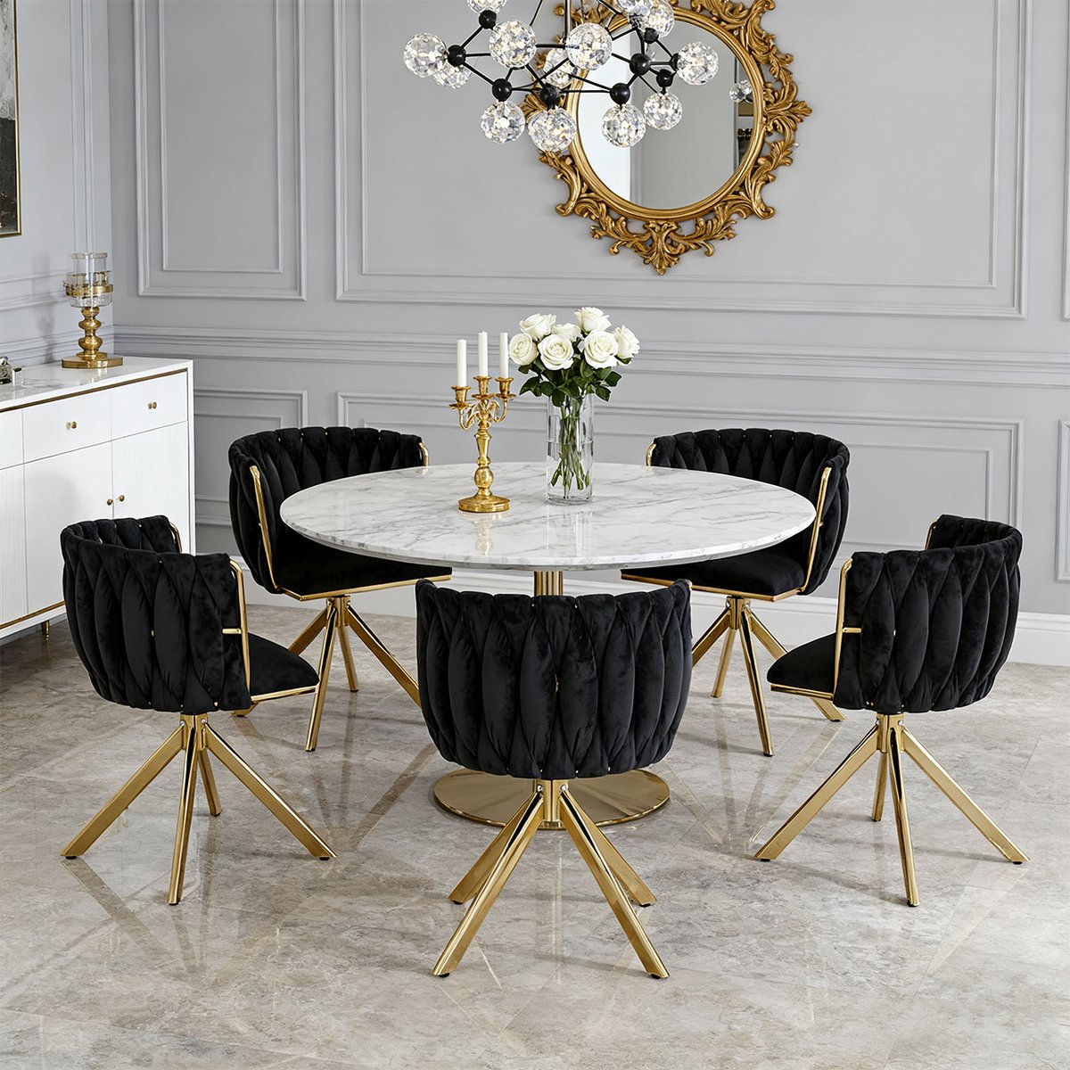 Kungsbacka Black and Gold – 180° Swivel Dining Chair in Luxurious Velvet - Image 4