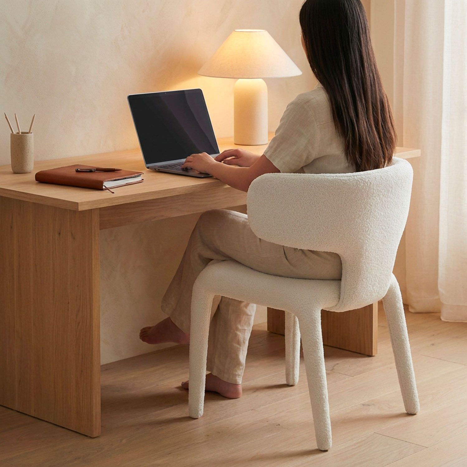 Tønder Dining Chairs – Bouclé Fabric – White (Set of 2) - Image 8