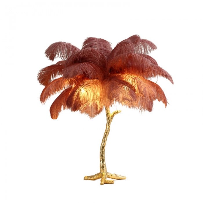 Amèlie Table Lamp – Ostrich Feather Lamp with Copper Base - Image 10