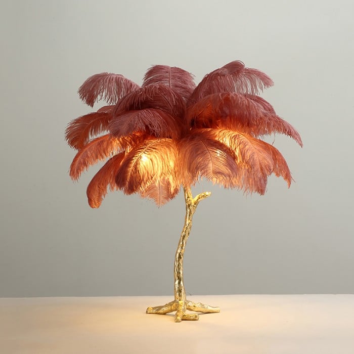Amèlie Table Lamp – Ostrich Feather Lamp with Copper Base - Image 6