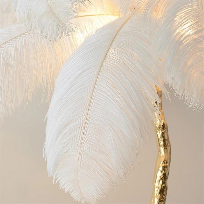 Amèlie Table Lamp – Ostrich Feather Lamp with Copper Base - Image 7