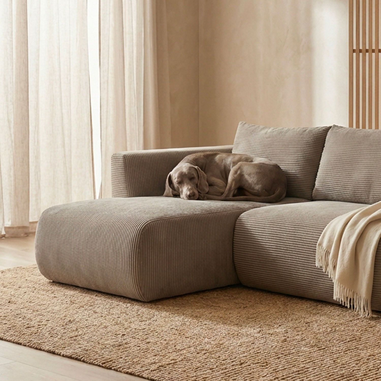 Arendal Corner Sofa – Left Facing – 4 Seater – Light Taupe Corduroy - Image 3