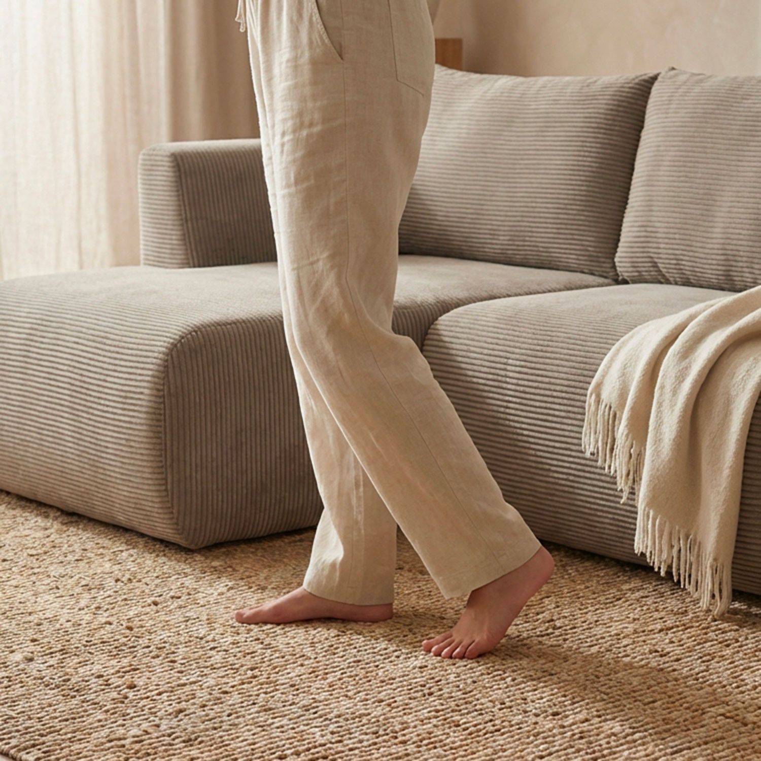 Arendal Corner Sofa – Left Facing – 4 Seater – Light Taupe Corduroy - Image 4