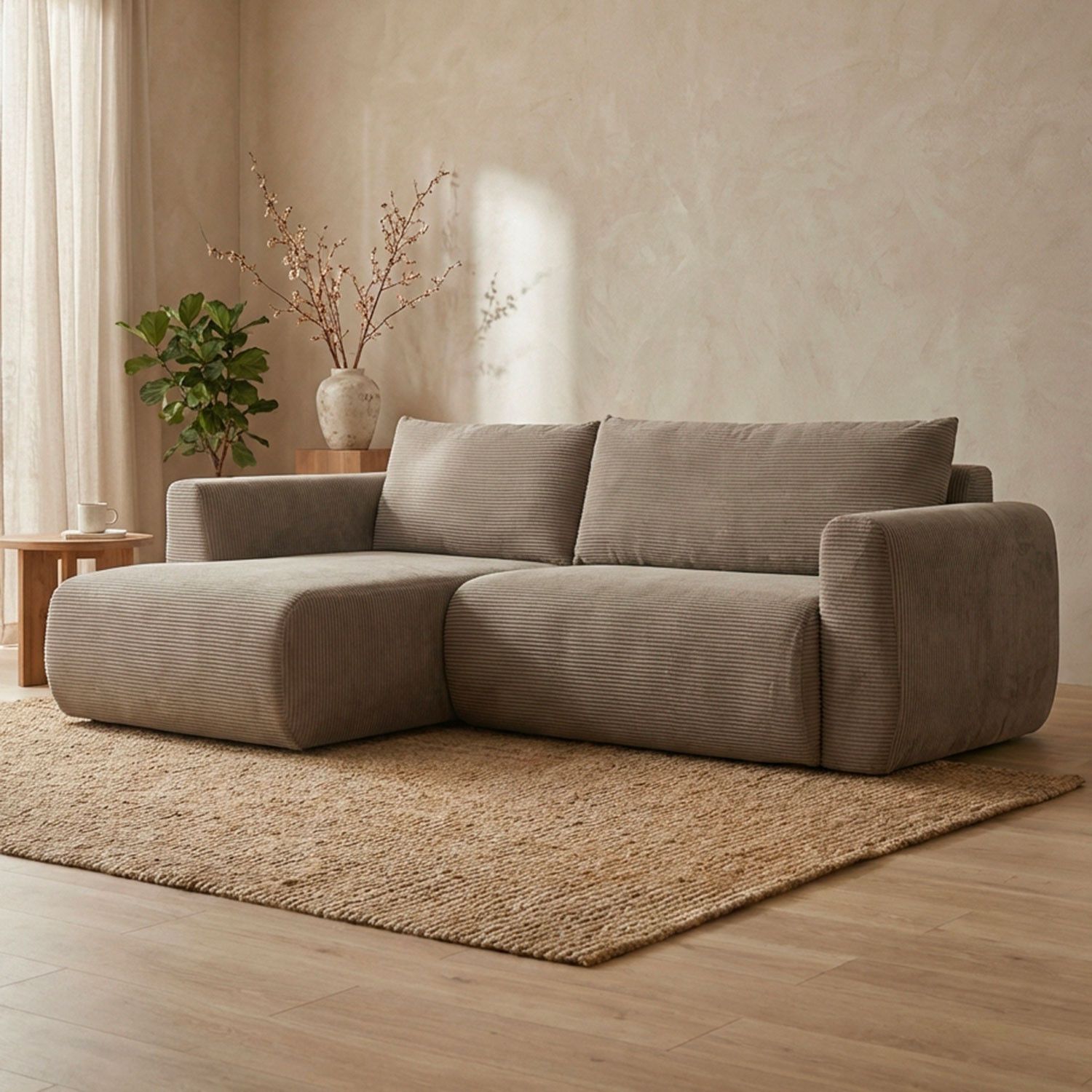 Arendal Corner Sofa – Left Facing – 4 Seater – Light Taupe Corduroy - Image 8