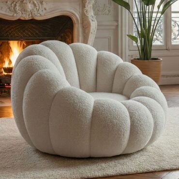 Horsens - Shell Design, krämfärgat bouclé-tyg