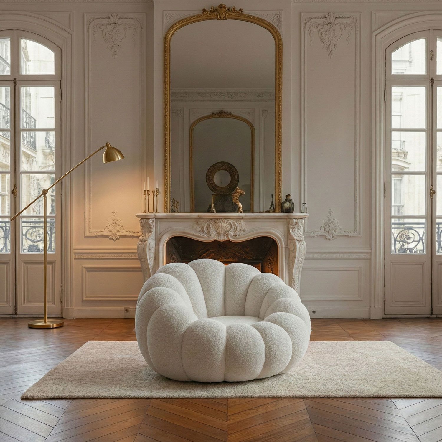 Horsens – Shell Design, Cream Bouclé Fabric - Image 4