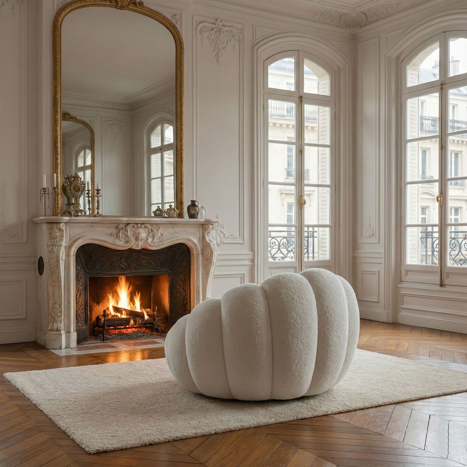 Horsens – Shell Design, Cream Bouclé Fabric - Image 5