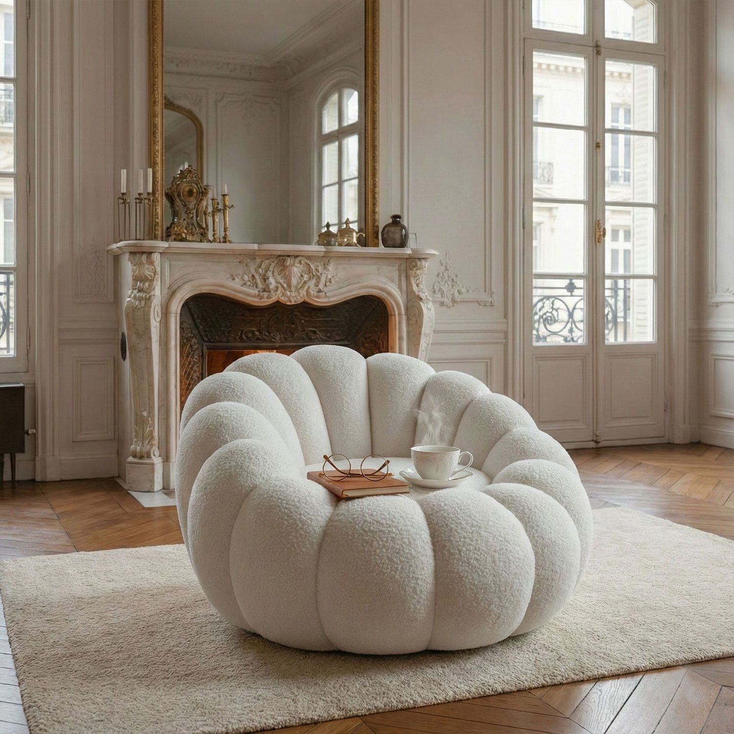 Horsens – Shell Design, Cream Bouclé Fabric - Image 6