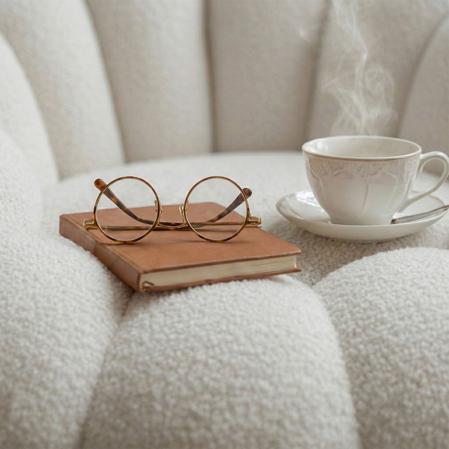 Horsens – Shell Design, Cream Bouclé Fabric - Image 8