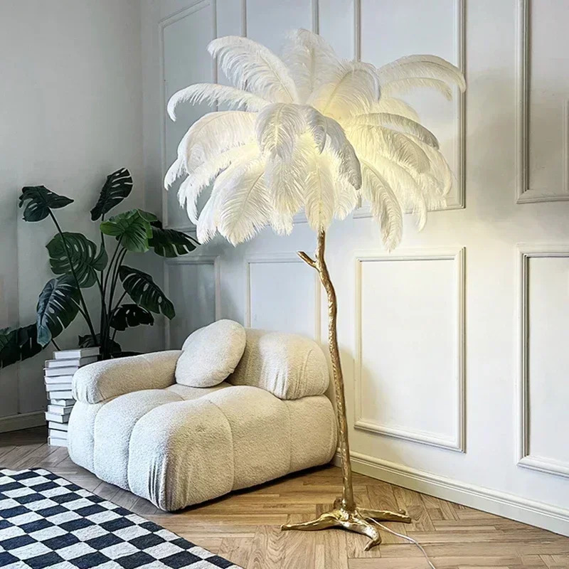 Amèlie Floor Lamp 170 cm – Feather Lamp with Copper Base - Image 6