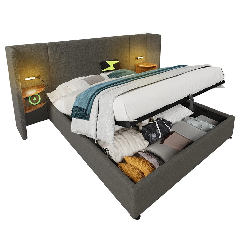 Taastrup Double Bed 180x200 cm with Storage, LED Lighting, and USB-C - Image 4