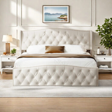 Roskilde Säng 160x200 cm – Beige Sammet