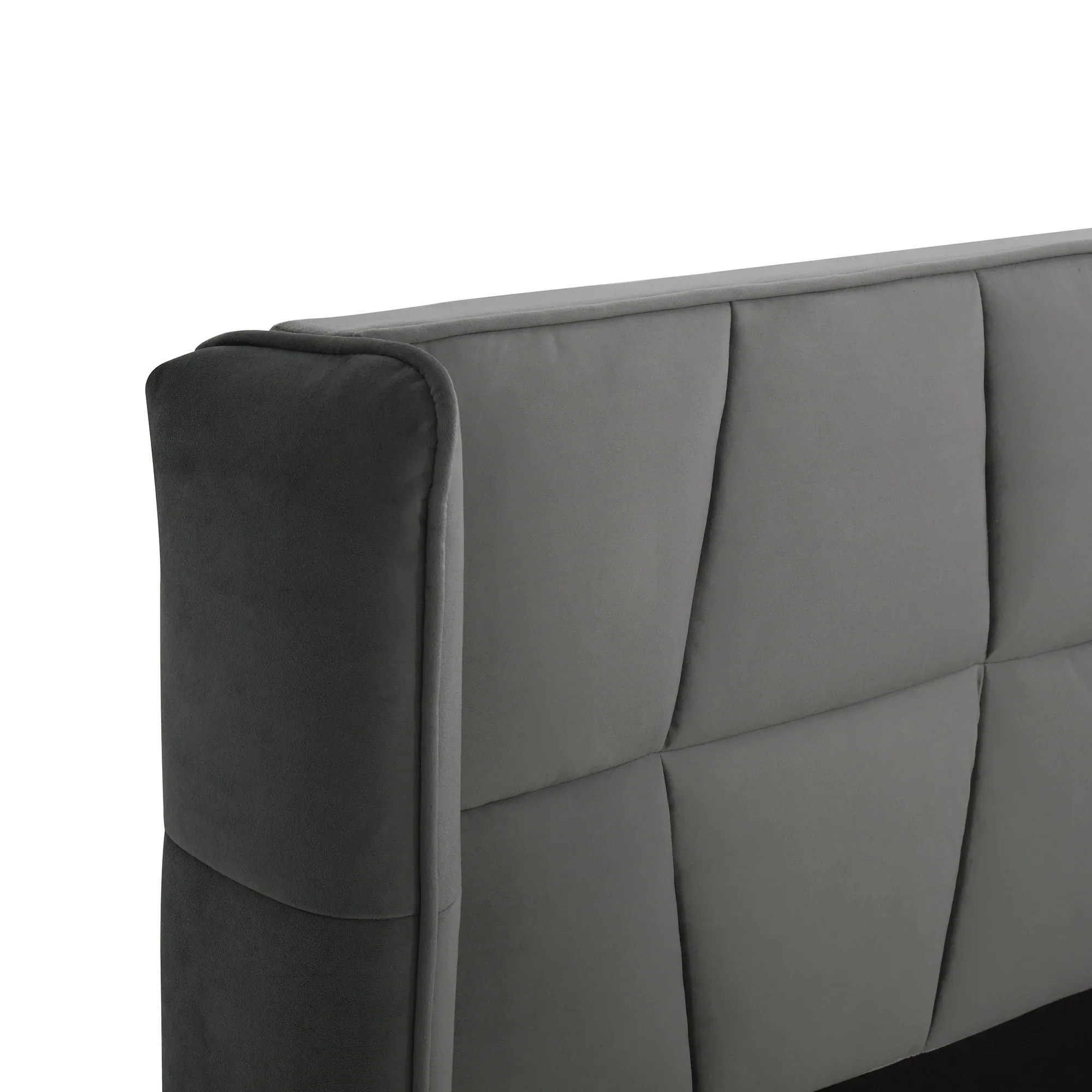 Herning Double Bed 180x200 cm – Grey Velvet with Padded Headboard - Image 3