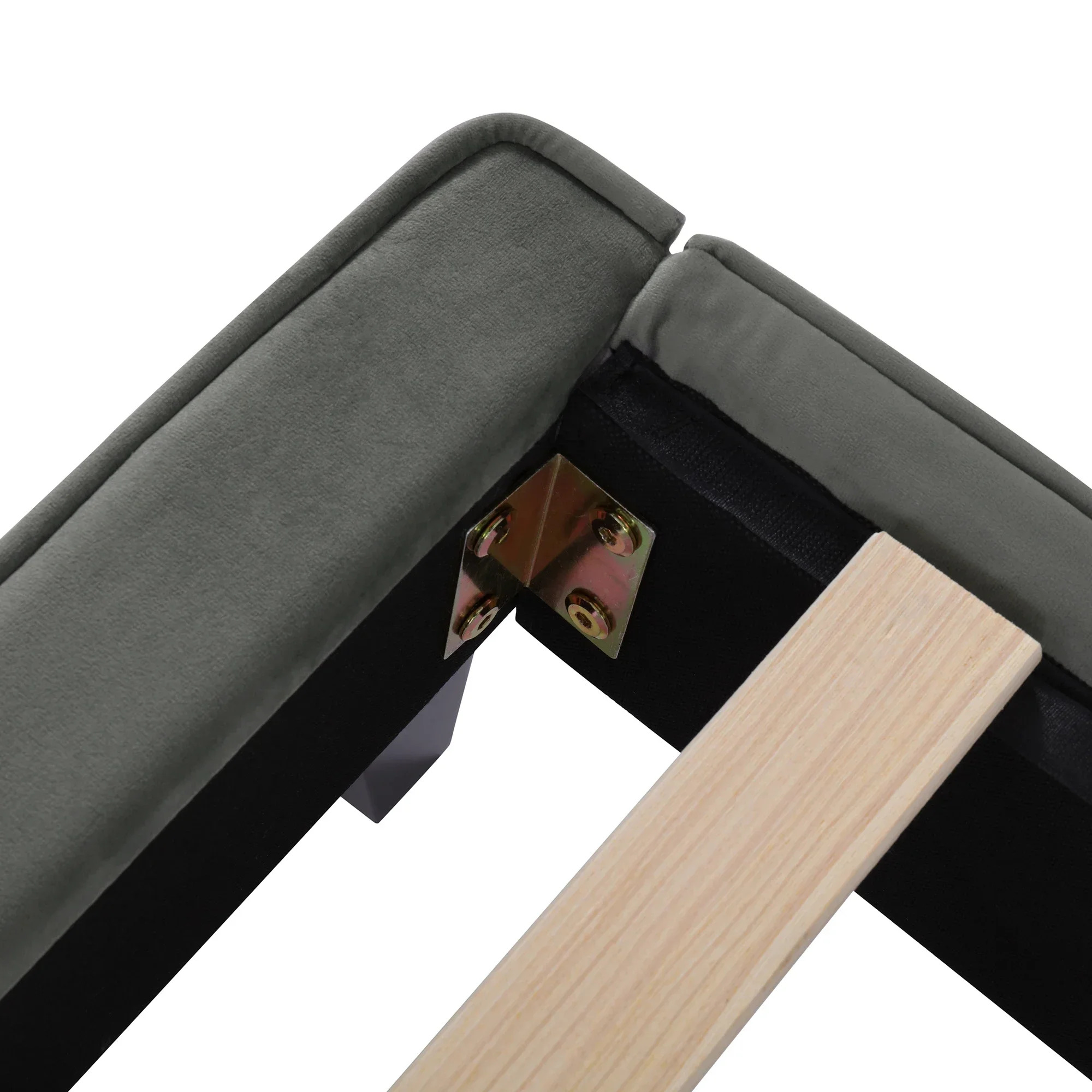 Herning Double Bed 180x200 cm – Grey Velvet with Padded Headboard - Image 4